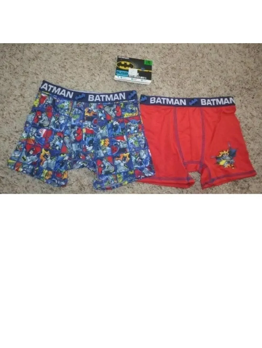 Boys Batman Boxers Underwear sz 10 DC Comic Stretch Tagless Bioworld Set of 2